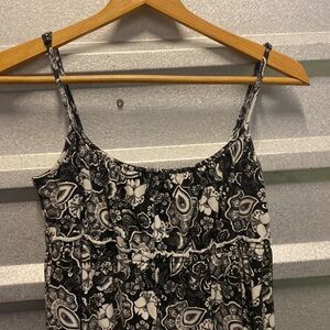 Ann Taylor black and white‎ paisley spaghetti strap empire waist mini dress